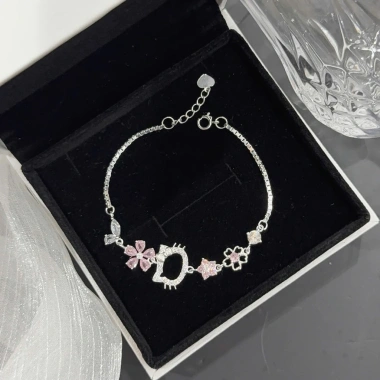 Lắc tay bạc nữ CHY SILVER kitty hạt vỡ trẻ trung dễ thương - giá ưu đãi 500k