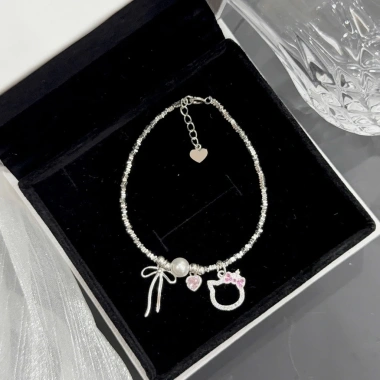 Lắc tay bạc nữ CHY SILVER kitty hạt vỡ trẻ trung dễ thương - giá ưu đãi 500k