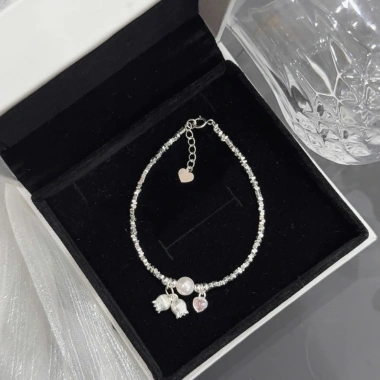 Lắc tay bạc nữ CHY SILVER kitty hạt vỡ trẻ trung dễ thương - giá ưu đãi 500k
