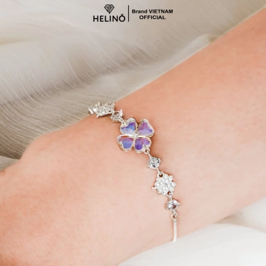Lắc Tay Bạc Nữ HELINO Dây Rút Cỏ Bốn Lá Moonstone Đổi Màu S925 Giá 799.000đ 5