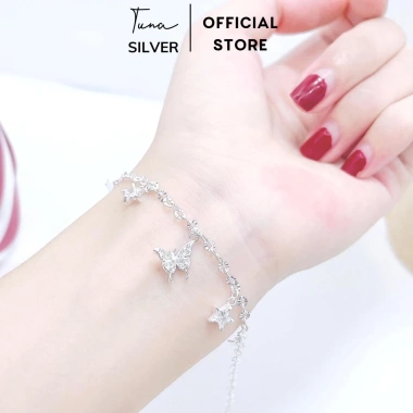 Lắc tay bạc nữ hình hồ điệp, vòng bướm TUNA SILVER đính đá chuẩn bạc - 499k 2
