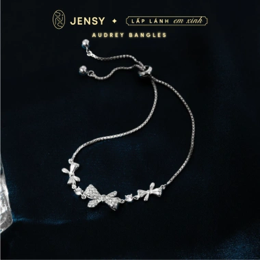 Lắc Tay Bạc Nữ JENSY Nơ Sang Mix Đá Dây Rút Audrey LTARS5.983 Vòng Tay 925 2