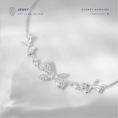 Lắc Tay Bạc Nữ JENSY Nơ Sang Mix Đá Dây Rút Audrey LTARS5.983 Vòng Tay 925 6