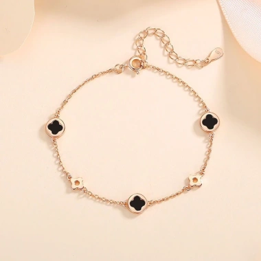 Lắc tay bạc nữ mạ vàng hồng 18K LAVESTA cỏ 4 lá đá Wendy tỏa sáng, chỉ 815.000 VND