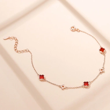 Lắc tay bạc nữ mạ vàng hồng 18K LAVESTA cỏ 4 lá đá Wendy tỏa sáng, chỉ 815.000 VND