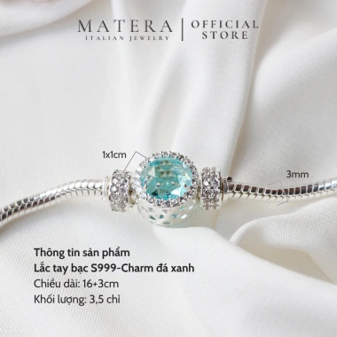 Lắc tay bạc nữ MATERA S999 cao cấp – Chế tác thủ công, charm đá sang trọng MLT18, 1.195.000₫ 10