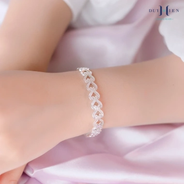 Lắc Tay Bạc Nữ Nguyên Chất Duy Hiển S990 Hình Trái Tim Bản To Dày Dặn - Giá 1.879.000 VND