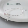 Lắc tay bạc nữ PMJ - Vòng tay hạt Charm nơ thắt, trái tim đá hồng cá tính PMJS372L giá ưu đãi 689.000₫