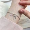 Lắc tay bạc nữ PMJ - Vòng tay hạt Charm nơ thắt, trái tim đá hồng cá tính PMJS372L giá ưu đãi 689.000₫ 5
