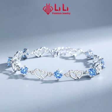 Lắc tay bạc nữ S925 Anaya Đá CZ cao cấp hình trái tim ghép đôi, giảm giá 20% 8