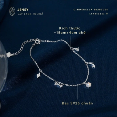 Lắc tay bạc nữ S925 JENSY charm độc đáo Cinderella- vòng tay xinh xắn 709.000₫