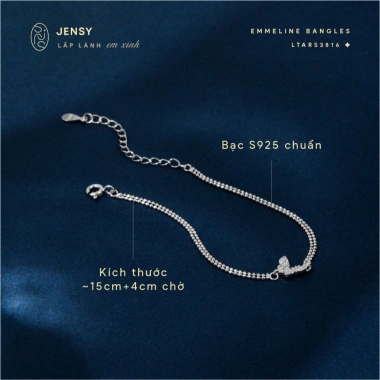 Lắc Tay Bạc Nữ S925 JENSY Emmeline Hình Bướm Đà - Giá ưu đãi 569k