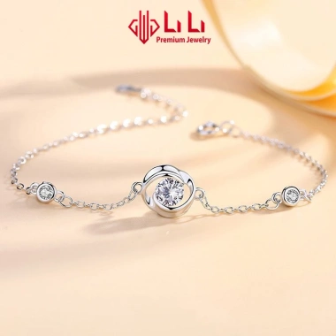 Lắc tay bạc nữ S925 LiLi đính đá CZ hình bông hoa hồng Rose - Giá chỉ 1.637.000 VND