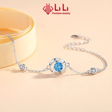 Lắc tay bạc nữ S925 LiLi đính đá CZ hình bông hoa hồng Rose - Giá chỉ 1.637.000 VND