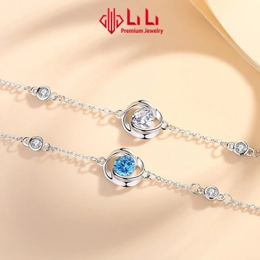 Lắc tay bạc nữ S925 LiLi đính đá CZ hình bông hoa hồng Rose - Giá chỉ 1.637.000 VND