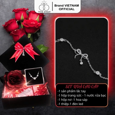 Lắc tay bạc nữ sang trọng hiện đại - Set quà tặng Giáng sinh TYCHE JEWELRY 416k giảm giá 10