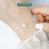 Lắc tay bạc nữ TLEE 4 lá đa sắc sang trọng, charm hoa cỏ, đá 8mm LT474 - Giá ưu đãi 660k 4