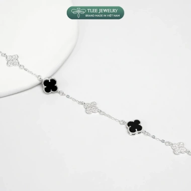 Lắc tay bạc nữ TLEE 4 lá đa sắc sang trọng, charm hoa cỏ, đá 8mm LT474 - Giá ưu đãi 660k 6