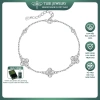 Lắc tay bạc nữ TLEE bốn lá đính đá 3 charm mix, ổ đá tròn sang trọng, may mắn - Giá 510.000đ