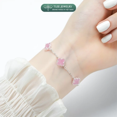 Lắc tay bạc nữ TLEE charm hoa cỏ bốn lá 8mm sang trọng - Giá giảm 660k 2