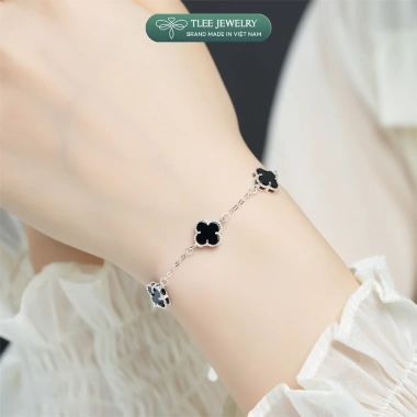 Lắc tay bạc nữ TLEE charm hoa cỏ bốn lá 8mm sang trọng - Giá giảm 660k 3