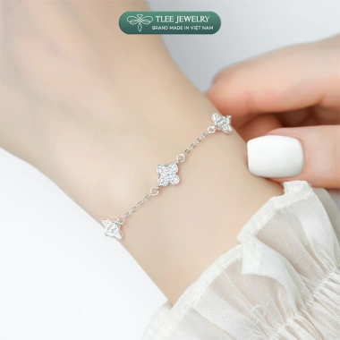 Lắc tay bạc nữ TLEE charm hoa cỏ bốn lá 8mm sang trọng - Giá giảm 660k 5
