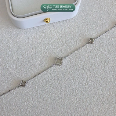Lắc tay bạc nữ TLEE cỏ bốn lá tam hoa rỗng xinh xắn - Giá chỉ 520.000đ 2