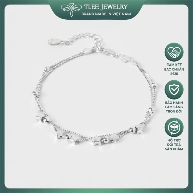 Lắc tay bạc nữ TLEE dây sao kép LT117 - Thiết kế tinh tế, giảm giá 20%