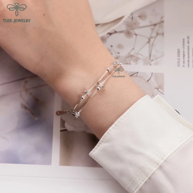 Lắc tay bạc nữ TLEE dây sao kép LT117 - Thiết kế tinh tế, giảm giá 20%