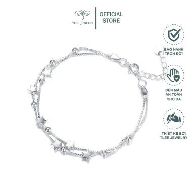 Lắc tay bạc nữ TLEE dây sao kép LT117 - Thiết kế tinh tế, giảm giá 20%