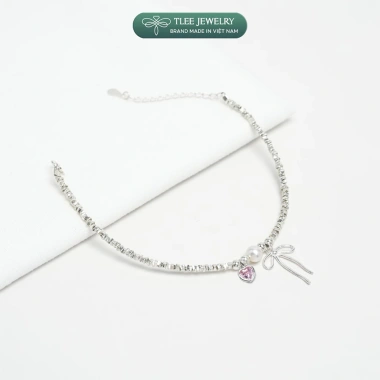 Lắc tay bạc nữ TLEE – Hạt bạc vỡ, charm nơ thắt, trái tim đá hồng, giảm 17% 6 Lắc tay bạc nữ TLEE – Hạt bạc vỡ, charm nơ thắt, trái tim đá hồng, giảm 17% 6