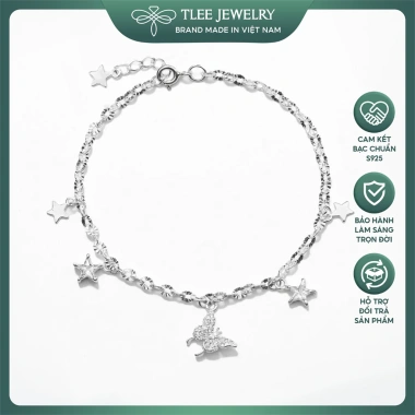 Lắc tay bạc nữ TLEE LT401 dây hoa, charm hồ điệp, ánh sao lấp lánh, giảm giá 620k