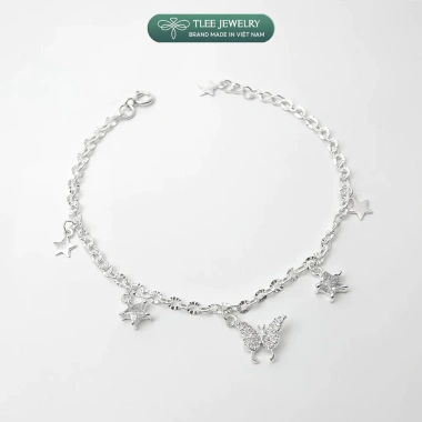 Lắc tay bạc nữ TLEE LT401 dây hoa, charm hồ điệp, ánh sao lấp lánh, giảm giá 620k 2 Lắc tay bạc nữ TLEE LT401 dây hoa, charm hồ điệp, ánh sao lấp lánh, giảm giá 620k 2