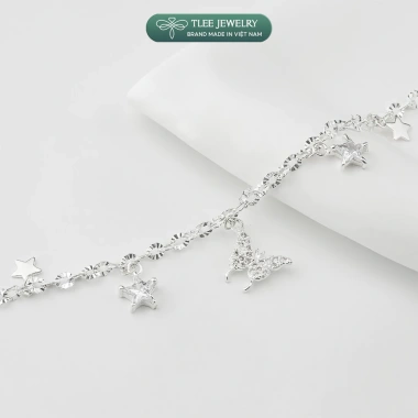 Lắc tay bạc nữ TLEE LT401 dây hoa, charm hồ điệp, ánh sao lấp lánh, giảm giá 620k
