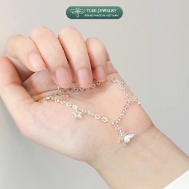 Lắc tay bạc nữ TLEE LT401 dây hoa, charm hồ điệp, ánh sao lấp lánh, giảm giá 620k 4 Lắc tay bạc nữ TLEE LT401 dây hoa, charm hồ điệp, ánh sao lấp lánh, giảm giá 620k 4