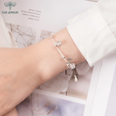 Lắc tay bạc nữ TLEE Rubic đính đá cao cấp – Khuyến mãi 754.000đ 2