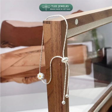 Lắc tay bạc nữ TLEE - Vòng mì rút charm hoa cúc xinh xắn, giảm giá 864.000đ
