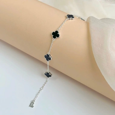 Lắc tay bạc Phúc Minh Jewelry PMJS327L-5 hoa cỏ 4 lá khảm đá 5 lá sang trọng – Giá chỉ 449.000₫ 2