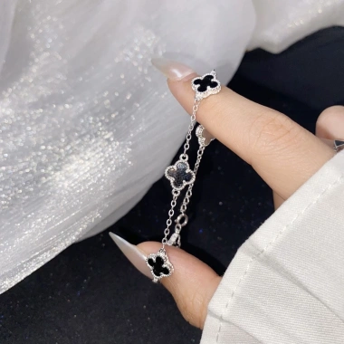 Lắc tay bạc Phúc Minh Jewelry PMJS327L-5 hoa cỏ 4 lá khảm đá 5 lá sang trọng – Giá chỉ 449.000₫ 5