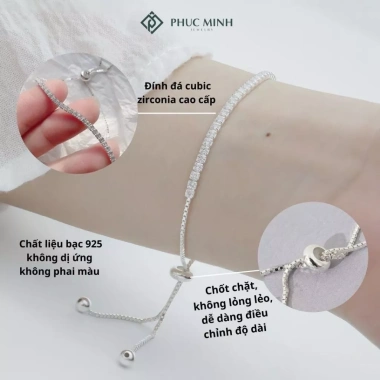 Lắc tay bạc Phúc Minh PMJ273 đính đá cá tính dây rút điều chỉnh - Vòng tay S925 giá ưu đãi 529k 6
