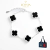 Lắc tay bạc s925 cỏ 4 lá đính đá LEOSIA JEWELRY LA56 - Thanh lịch, may mắn, quà tặng, giá 1.125tr