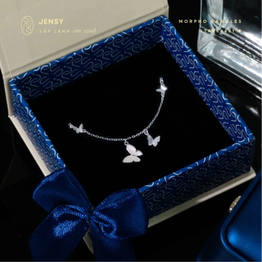 Lắc tay bạc S925 JENSY hình bướm trắng Morpho - Vòng tay nữ giá ưu đãi 884.000 5