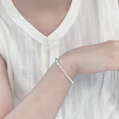 Lắc tay bạc TLEE bi trơn sáng bóng - Giá chỉ 1.196.000 VNĐ, ưu đãi đặc biệt 5