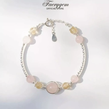 Lắc tay Citrine và Rose Quartz FaeryGem tình yêu, tài chính, bạc S925 chỉ 685k 2