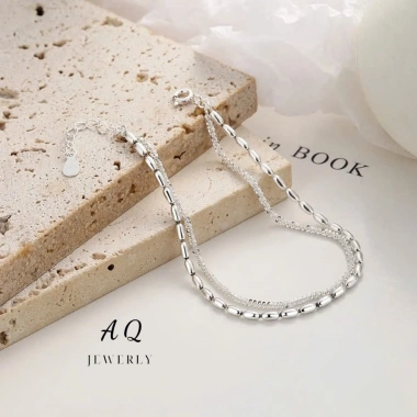 Lắc tay đôi hạt gạo bạc 925 – Thiết kế sang trọng, giá chỉ 218.000₫, giảm từ 281.220₫