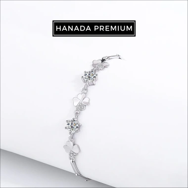 Lắc tay HANADA Moissanite 5mm cỏ bốn lá, bạc 925 phủ bạch kim, không đen không mờ - 1.2tr 3
