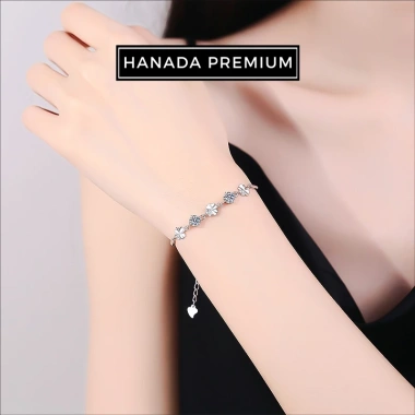 Lắc tay HANADA Moissanite 5mm cỏ bốn lá, bạc 925 phủ bạch kim, không đen không mờ - 1.2tr 4