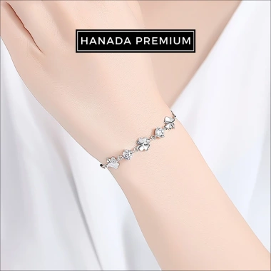 Lắc tay HANADA Moissanite 5mm cỏ bốn lá, bạc 925 phủ bạch kim, không đen không mờ - 1.2tr 5
