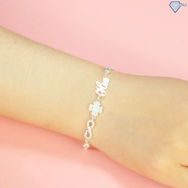 Lắc tay kim cương Moissanite bạc nữ 4 ly cỏ bốn lá khắc tên GRA cao cấp LTNM15 TNJ 1.62tr