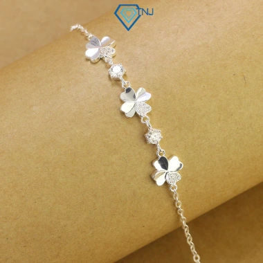 Lắc tay Moissanite bạc nữ cỏ 4 lá may mắn - Kiểm định GRA, sang trọng, 819.000 VNĐ